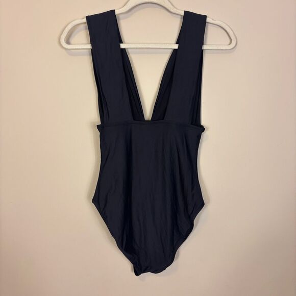 J. Crew Black Deep V One Piece Swimsuit Size 4 - Picture 2 of 5